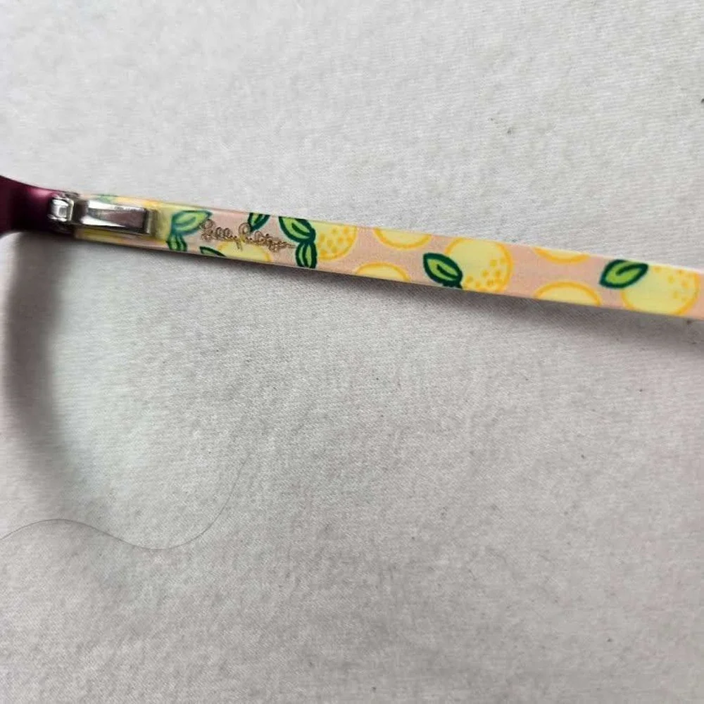Lilly Pulitzer Eleanor RS Eyeglasses Frames 52-16-130 Burgundy Lemon Rectangular